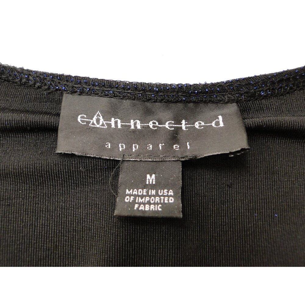 Connected Apparel Top Womens Medium M Black Blue Sparkle Long Sleeve Knit Blouse - Picture 7 of 7